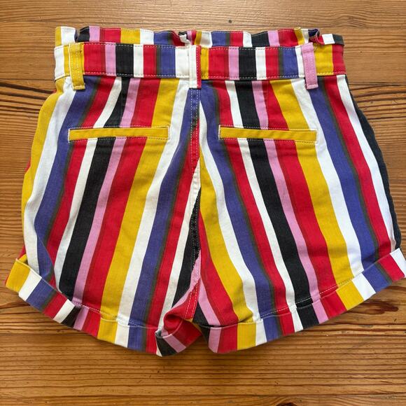 Express multicolor striped extra high waisted ruffle trim stretch shorts SIZE 8 - Picture 5 of 5
